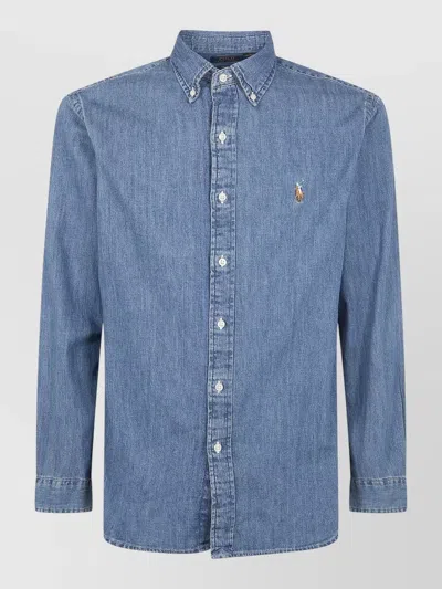 Polo Ralph Lauren Sport Shirt Long Sleeves Button Down Collar In Blue