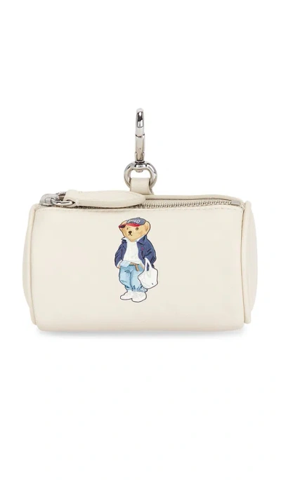 Polo Ralph Lauren Spring Bear Cylinder Coin Purse Small In White
