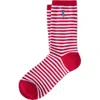 Polo Ralph Lauren Spring Even Stripe Cotton Blend Crew Socks In Red