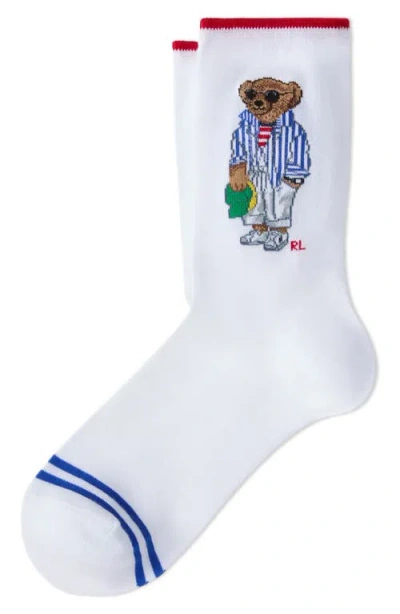 Polo Ralph Lauren Spring Polo Bear Crew Socks In White