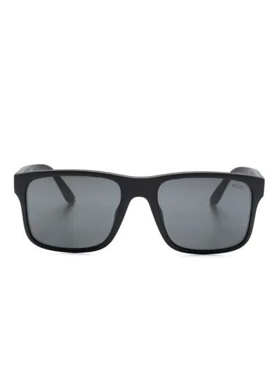 Polo Ralph Lauren Square-frame Matte Sunglasses In Black