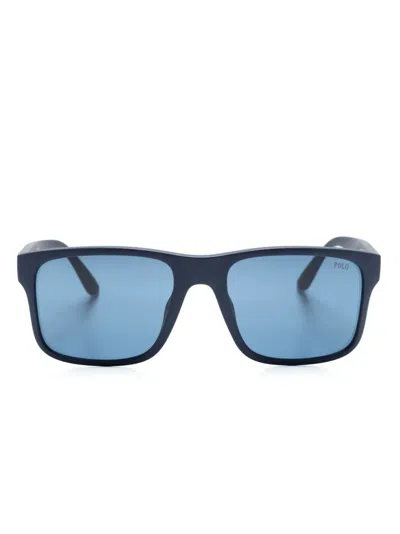 Polo Ralph Lauren Square-frame Matte Sunglasses In Blue
