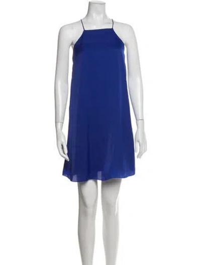 Pre-owned Polo Ralph Lauren Square Neckline Mini Dress In Blue