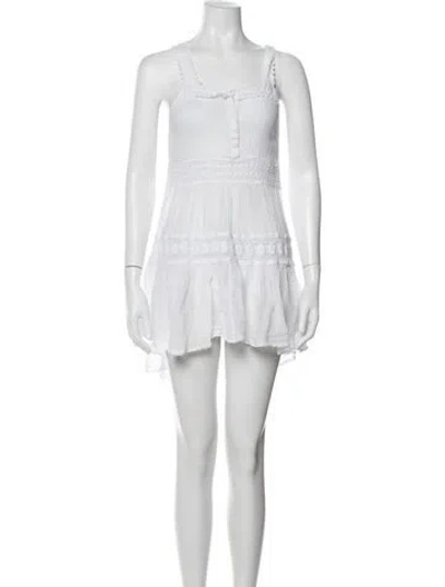 Pre-owned Polo Ralph Lauren Square Neckline Mini Dress In White