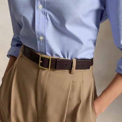 Polo Ralph Lauren Square-buckle Leather Belt In Tobacco