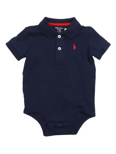 Polo Ralph Lauren Kids' Ss Polo-one Piece-bodysuit In Blue