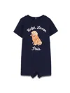 Polo Ralph Lauren Logo-embroidered Romper In Blue