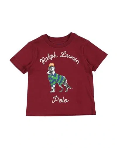 Polo Ralph Lauren Babies'  Sscnm1-knit Shirts-t-shirt Toddler Boy T-shirt Burgundy Size 5 Cotton In Red