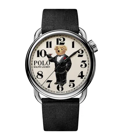 Polo Ralph Lauren Stainless Steel Martini Tuxedo Polo Bear Watch In Black