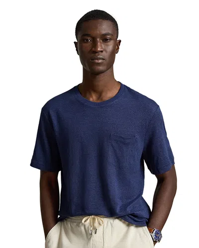 Polo Ralph Lauren Standard Fit Linen Mesh T-shirt In Blue