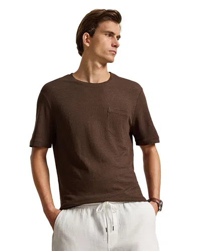Polo Ralph Lauren Standard Fit Linen Mesh T-shirt In Brown