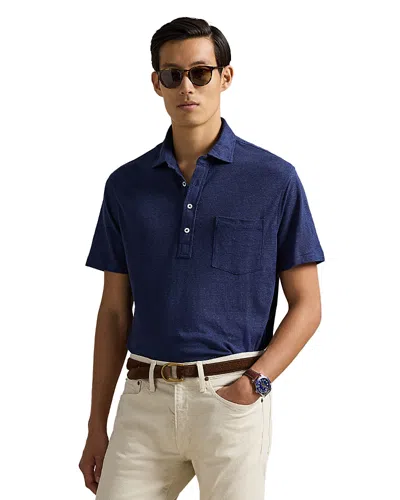 Polo Ralph Lauren Standard Fit Linen Pique Polo Shirt In Blue