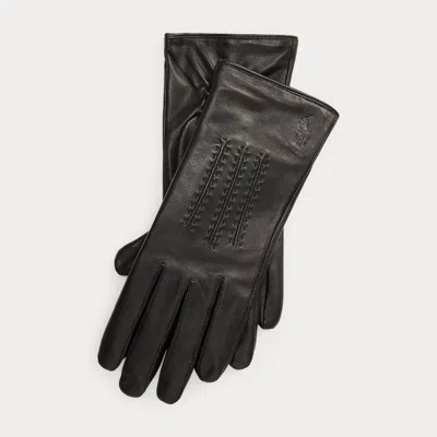 Polo Ralph Lauren Stitched Leather Gloves In Black