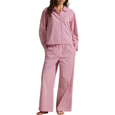 Polo Ralph Lauren Stitched Long Pajamas In Pink