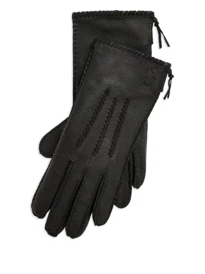 Polo Ralph Lauren Stitched-suede Gloves In Black