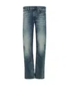 Polo Ralph Lauren Straight Trousers With Belt Loops And Faded Effect In Blue
