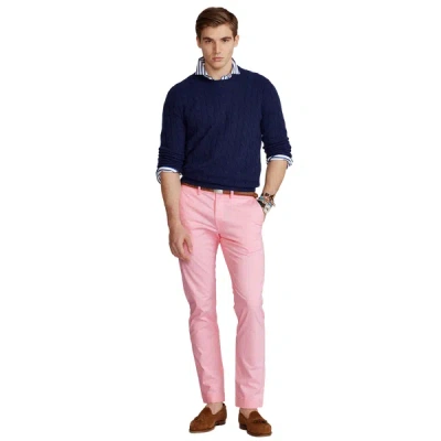 Polo Ralph Lauren Straight Cotton Trousers In Pink