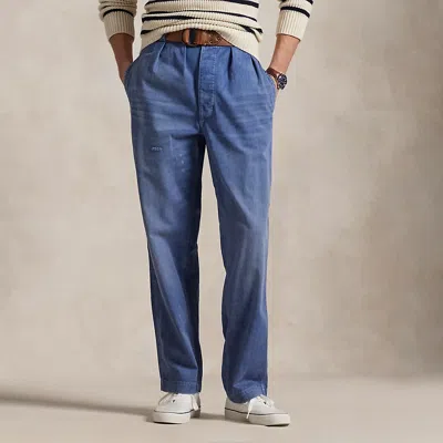 Polo Ralph Lauren Straight Fit Distressed Twill Pant In Les Fades