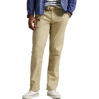 Polo Ralph Lauren Straight Fit Linen & Cotton Pants In Coastal Beige