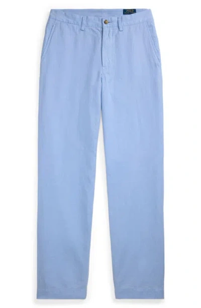 Polo Ralph Lauren Straight Fit Linen & Cotton Pants In Office Blue