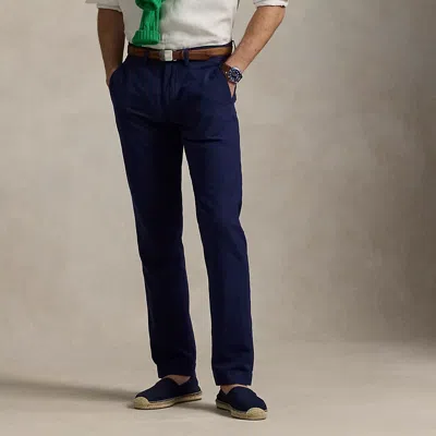 Polo Ralph Lauren Straight Fit Linen-cotton Pant In Blue
