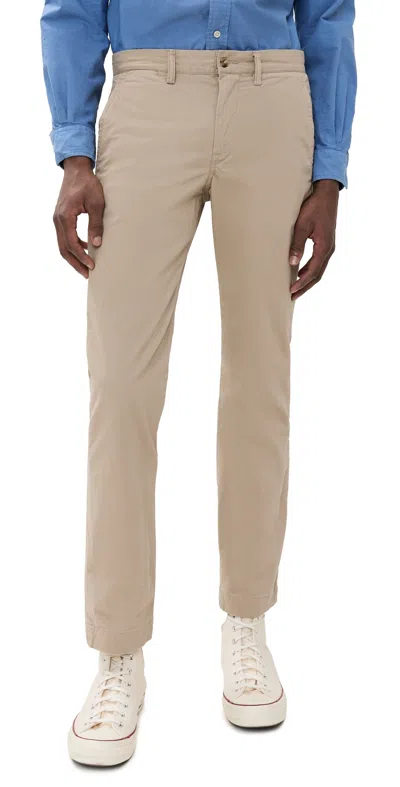 Polo Ralph Lauren Stretch Cotton Chinos Pants With Belt Loops In Khaki Tan