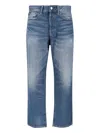 Polo Ralph Lauren Straight-leg Jeans In Medium Blue Denim With Distressed Finish In Blue