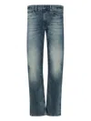 Polo Ralph Lauren Straight Trousers With Belt Loops And Faded Effect In Blue