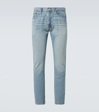 Polo Ralph Lauren Straight Trousers With Five Pockets And Belt Loops In Blue