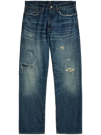 Polo Ralph Lauren Straight-leg Distressed Jeans In Blue