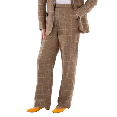 Polo Ralph Lauren Straight-leg Plaid Linen-silk Trouser