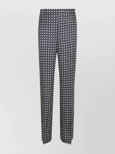 Polo Ralph Lauren Straight Leg Printed Trousers With Belt Loops In Gray