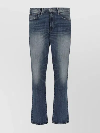 Polo Ralph Lauren Straight Leg Trousers Faded Effect In Blue