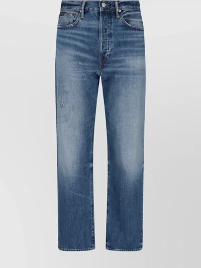 Polo Ralph Lauren Straight Leg Trousers Rivets In Blue