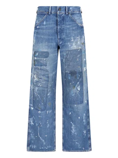 Polo Ralph Lauren Denim Straight Jeans Wide Leg Belt Loops In Blue