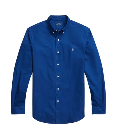 Polo Ralph Lauren Mens Logo Cotton Button-down Shirt In Blue