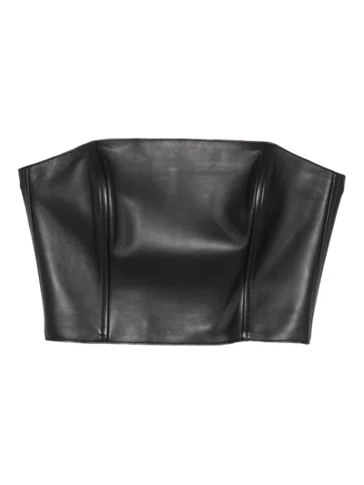 Polo Ralph Lauren Strapless Leather Top In Black