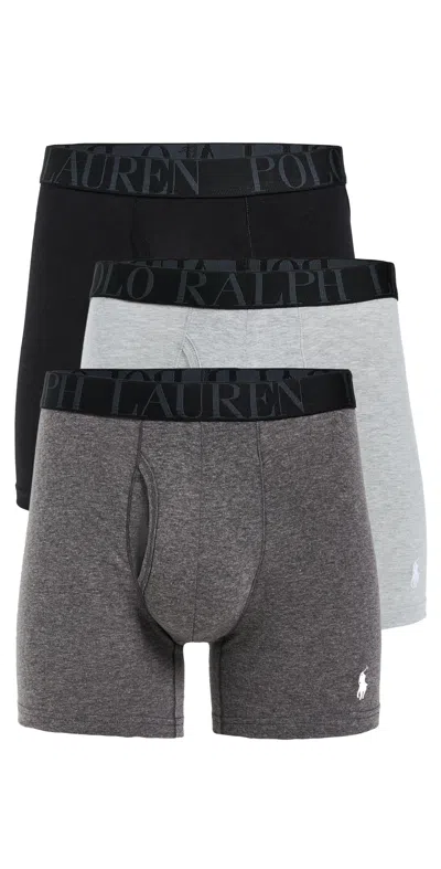 Polo Ralph Lauren Stretch Classic Fit Boxer Briefs 3 Pack Andover/charcoal/polo Black In Multi
