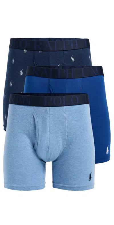 Polo Ralph Lauren Stretch Classic Fit Boxer Briefs 3 Pack Pale Royal/monroe/blue Saturn