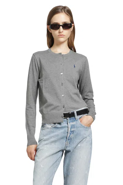 Polo Ralph Lauren Stretch Cotton Blend Cardigan In Gray