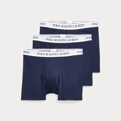 Polo Ralph Lauren Stretch Cotton Boxer Brief 3-pack In Blue