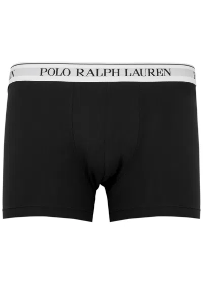 Polo Ralph Lauren Stretch-cotton Boxer Trunks In Black And White