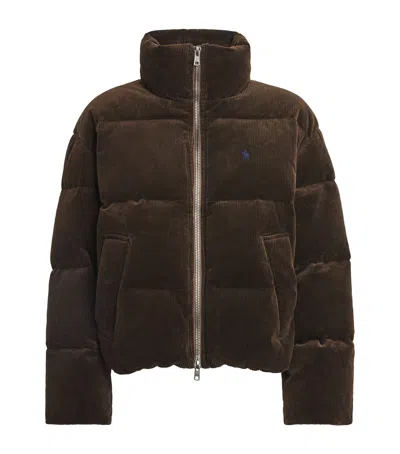 Polo Ralph Lauren Stretch-cotton Corduroy Puffer Jacket In Brown