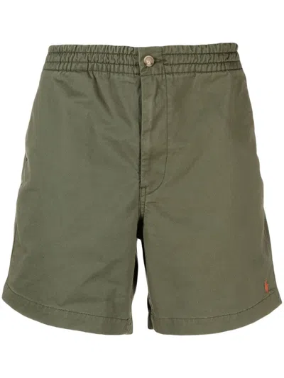 Polo Ralph Lauren Stretch-cotton Embroidered-logo Shorts In Green