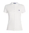 Polo Ralph Lauren Stretch Piquet Shirt With Ribbed Collar In White