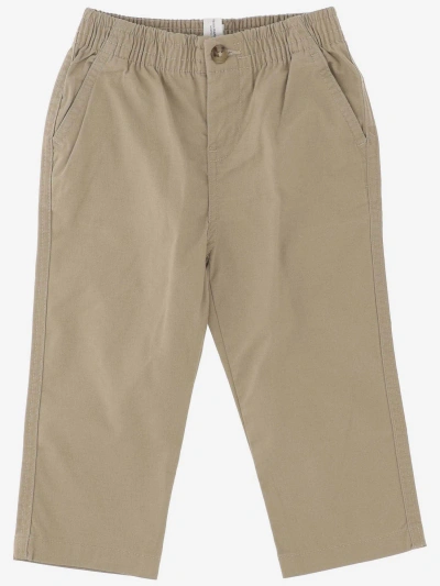 Polo Ralph Lauren Kids' Stretch Cotton Logo Pants In Khaki
