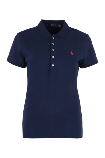 Polo Ralph Lauren Stretch Cotton Piqué Polo Shirt In Blue