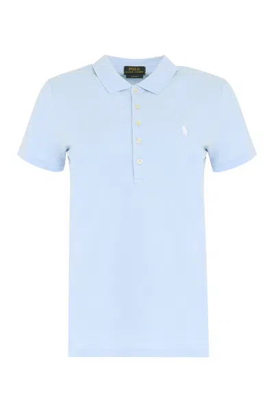 Polo Ralph Lauren Stretch Cotton Piqué Polo Shirt In Blue