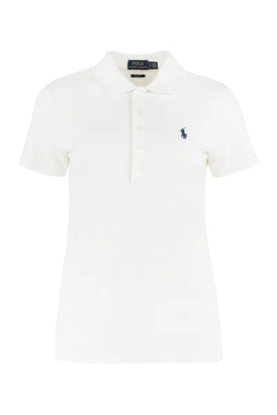 Polo Ralph Lauren Stretch Cotton Piqué Polo Shirt In White