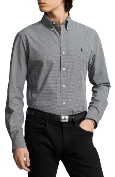 Polo Ralph Lauren Stretch Cotton Poplin Button-down Shirt In Gray